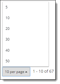 The number per page button allows you to identify how many RMA connection log results to display on the page.